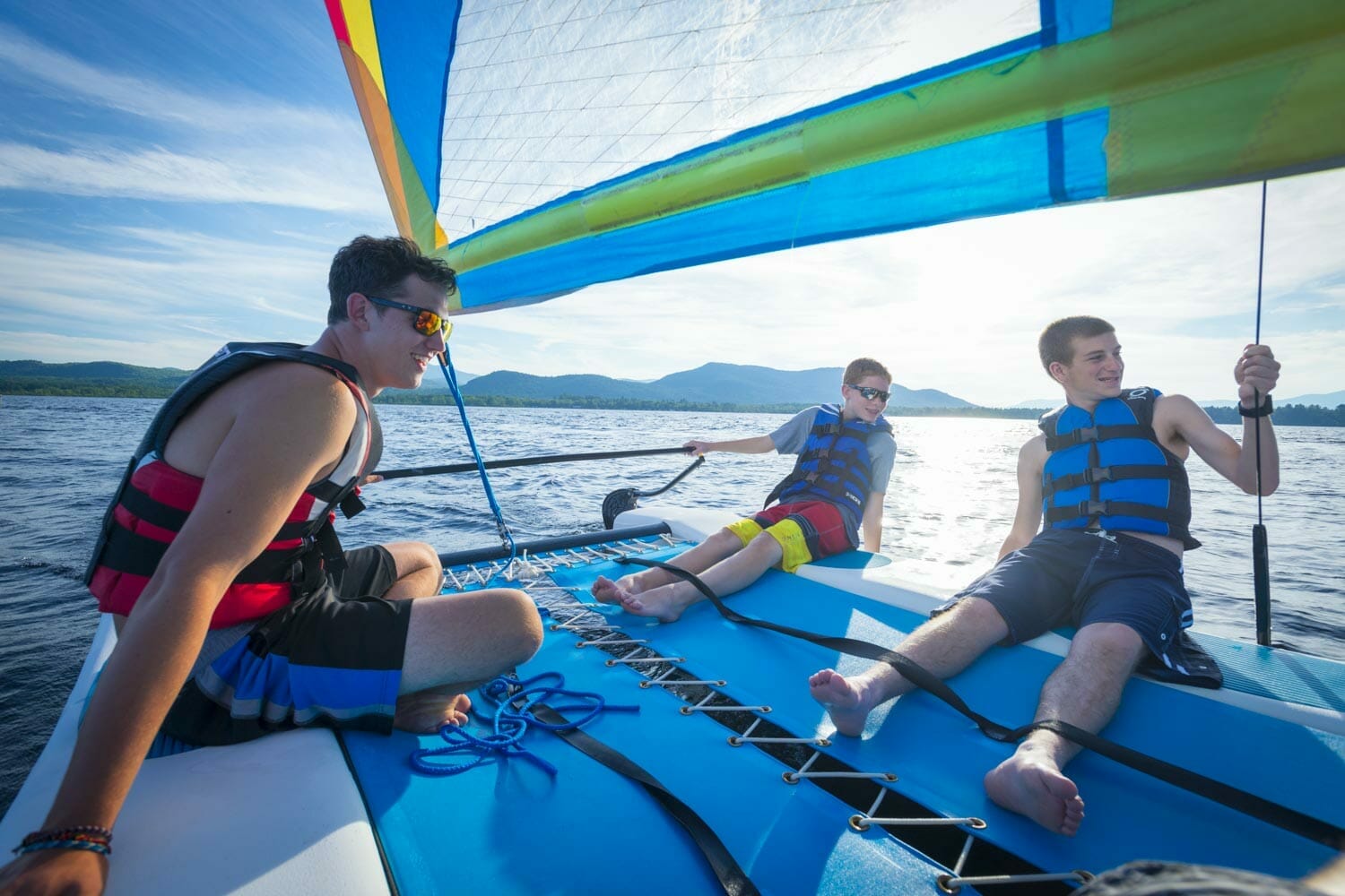 Boys sailing at USA summer camp