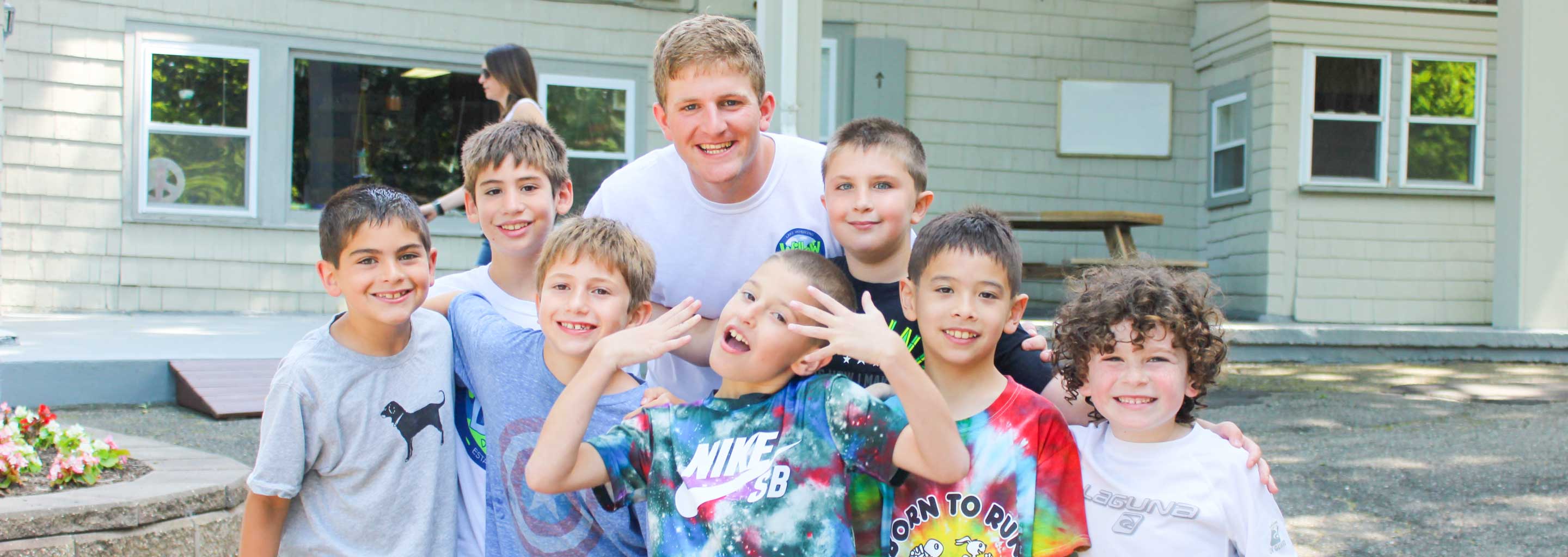 Boys with counselor at day camp