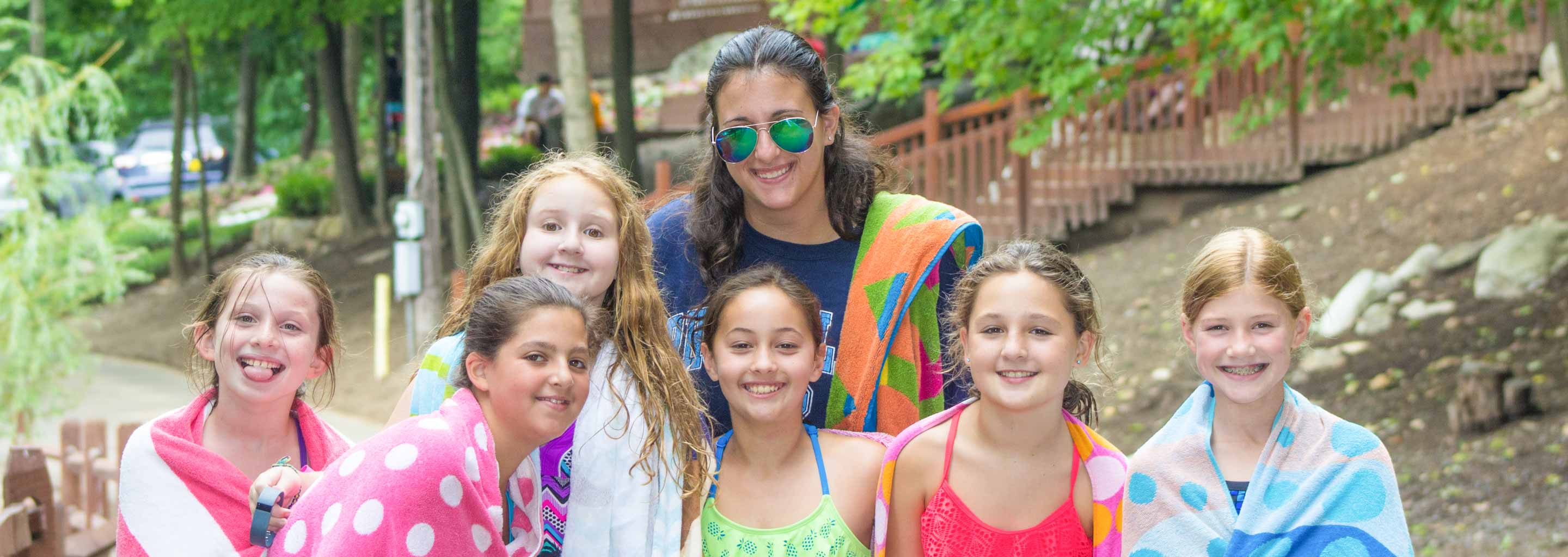 Girls prepare for swim at day camp
